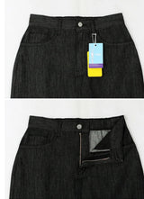 Sink non-fade raw denim long skirt