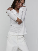 Slit Sleeve Top_White
