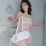 Satin shirring bag_white