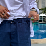 Liu Washing Cotton Banding Shorts