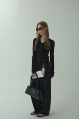 V-BUTTON KNIT LONG SLEEVE_BLACK