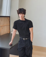 Slowy Button Muscle Fit Ribbed Short Sleeve T-shirt