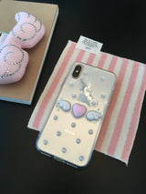 [MADE] ドットエンジェルレジンケース(heart-pink & wings-white)