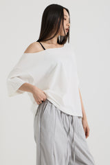 ワンショルダーTシャツ, White