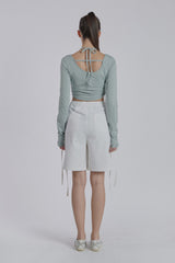 HALTER NECK SHIRRING TOP(MINT)