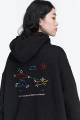 26FW★ライン ワーク エンブロイダード フード ジップアップ