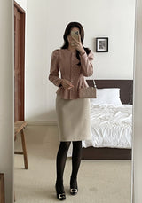Sophian Wool Peplum Pintuck Jacket Blouse
