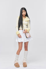 バルーンフィットコットンミニスカート White