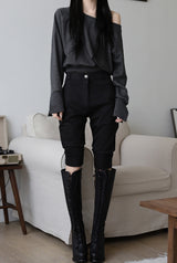 Soft button sleeve sweatshirt