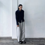 Draped Drawstring Wide Pants