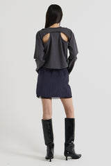 Cotton Layered Long Sleeve T-Shirt, Charcoal