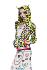 Yellow Leopard Print Hoodie