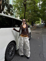 Multi-Pocket Jeans Wide Casual Pants
