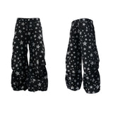 RELABEL (DIGGER Star Overlap Print) Mottled Five-Pointed Star Full-Print Pleated Workwear Denim Wide-Leg Pants