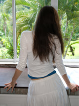 3/4 Rib Henley Neck Button T (White)
