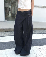 Belted wide skirt pants