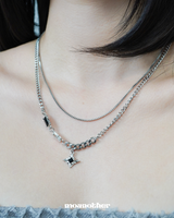 [Aespa Winter,Purplekiss Dosie Pick](Surgical Steel) Black Oriental Square Layered Necklace