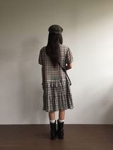 Cold check collar dress (2color) 