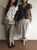 Marine button midi skirt (3color)