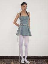 rirri SS Distressed Stone-Wash 100% Cotton Stretch Denim Camisole Dress - Casual Edit