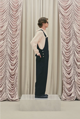 Frill baggy overalls - black