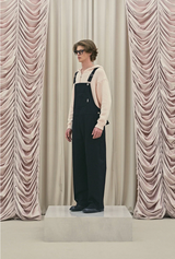 Frill baggy overalls - black