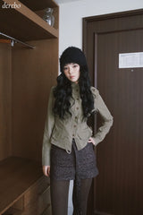 brown leopard belt mini skirt