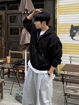 Hold rivet crop hooded zip-up