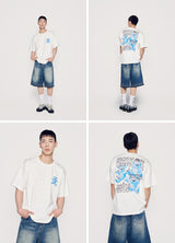 [24SS] クレヨンスリーベアアートワーク半袖Tシャツ　ブラック