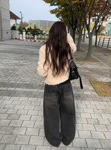 アクンウールフラッフィーショートボタンファージャケット