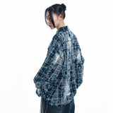 Washed Painted Check Shirt - NAVY
