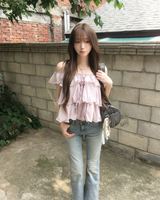 Lowrise fringe boots cut pants