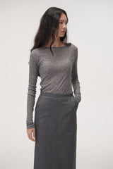 Wool boat neck T (Black)