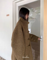 wool high-neck toggle half coat