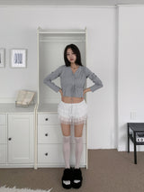 Ethereal Soft Edge Frill Ribbon Strap Long Sleeve Knit Cardigan (3 Colors)
