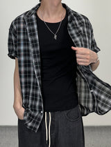 Linen check half shirts