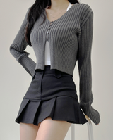 (FABRIC GUARANTEED/GLAM FIT🩶) 4 COLORS ボディーシェイプボタンニットカーディガンボレロ 🩶