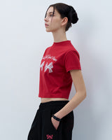 ツインリボンクロップTシャツ　レッド