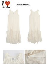 long lace frill sleeveless dress