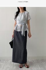 Blooming Wrap See-through Short Sleeve Blouse