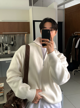 Nade Washable Overfit High Neck Turtle Semi-Zip-Up Knit