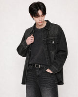 (UNISEX) Scratch Denim Shirts Jacket