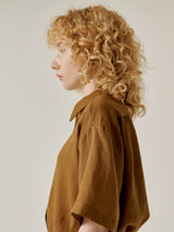 Linen half shirts (Brown)