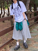 レイヤーピンタックバミューダワイドハーフパンツ2C