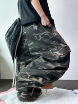 SEMI BALLOON WIDE OVER CARGO MILITARY LONG PANTS 🐝💚🤎 - 2 COLORS