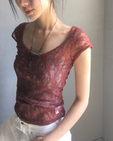 ヌーヴォシースルーレース半袖Tシャツ