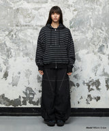 STRIPE BASIC LOGO ZIP-UP HOODIE_BLACK