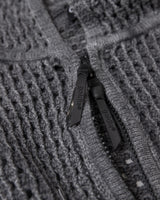 CROCHET KNIT WASHED ZIPPED HOODIE