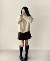 Hani cozy high neck button cardigan