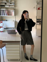 [MADE] Fidic Wool Herringbone Bermuda Pants